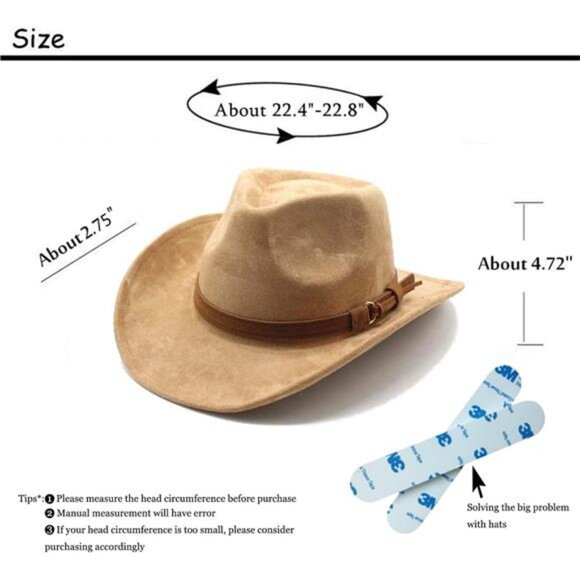 Suede Cowboy Cowgirl Hat Classic Khaki - Picture 2 of 6